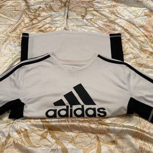 adidas Stay Dry Moisture-Wicking Boy's Short Sleeve T-Shirt - White, Size M